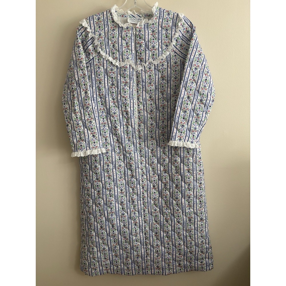 Lanz Girls' Nightgown Ruffle Granny House‎ Coat Robe Zip Long Sleeve Size 10